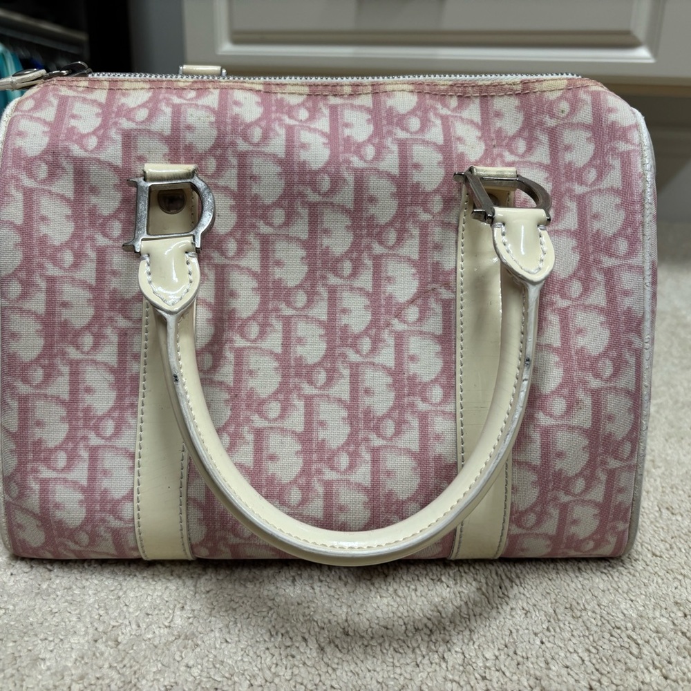 Dior vintage Pink and Cream Patterned Satchel